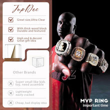 Load image into Gallery viewer, JupDec Football &amp; Championship Ring Display Case, Large Clear Acrylic Shadow Box with UV Protection Wooden Showcase, Idea Gift for Sports Fans