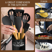 Load image into Gallery viewer, Umite Chef Kitchen Cooking Utensils Set, 33 pcs Non-Stick Silicone Cooking Kitchen Utensils Spatula Set with Holder, Wooden Handle Silicone Kitchen Gadgets Utensil Set (Khaki)