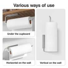 Load image into Gallery viewer, Paper Towel Holder Under Cabinet - Wall Mounted Paper Towel Holder No Drilling, Adhesive Under Cabinet Roll Holder, Black Kitchen Towel Holder, 31 x 8 x 3.5 cm, Aluminum, Black