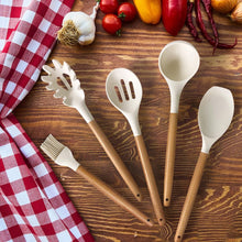 Load image into Gallery viewer, Kitchen Utensils Set- 35 PCs Cooking Utensils with Grater,Tongs, Spoon Spatula &amp;Turner Made of Heat Resistant Food Grade Silicone and Wooden Handles Kitchen Gadgets Tools Set for Nonstick Cookware