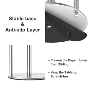 Paper Towel Holder Black, Premium Stainless Steel Kitchen Roll Dispenser, Countertop Roll Organizer with Weighted Base