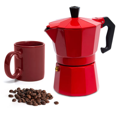 Mixpresso 3 Cup Moka Pot Coffee Maker for Gas, Electric Stove Top, Classic Italian Espresso Maker, Stovetop for Camping, Makes 5 Oz Cuban Coffee