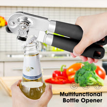 Load image into Gallery viewer, Beneno Can Opener Manual with Magnet, Hand Held Heavy Duty Can Opener with Durable Sharp Blade Smooth Edge, Big Effort-Saving Knob, Soft Grip Rubber Handle, Multifunctional Bottle Opener, Green