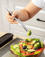 Load image into Gallery viewer, Fine Cooking Tweezers Set, Professional Stainless Steel Food Tongs, Kitchen Black Long Chef Tweezer for Cooking, Plating, Decorating and BBQ (BLACK, 10 inch)