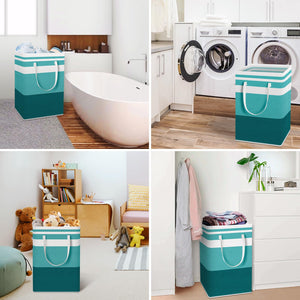 HomeHacks 2 Pack Large Laundry Baskets, Waterproof, Freestanding Laundry Hampers, Collapsible Clothes Hamper with Reinforced Handles in Laundry Room, College Dorm, Bathroom, Bedroom (Grey, 75Lx2)