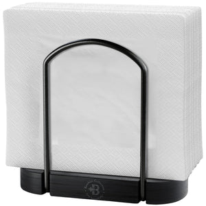 Napkin Holder for Table - Modern Black Napkin Dispenser, Bamboo and Iron Design, Non-Slip, Suitable for Kitchen, Dining, Farmhouse, Cocktail, Picnic, Bar, Outdoor Use - Holds Paper Napkins, Mail, Bill
