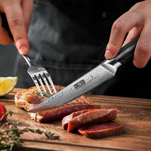 Load image into Gallery viewer, Steak Knives Set of 6, 4.5 Inch Japanese Serrated Steak Knife Set, Ultra Sharp High Carbon Powder Steel Steak Knife with Pakkawood Handle