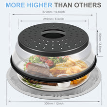Load image into Gallery viewer, 10 Inch Microwave Food Cover &amp; Collapsible Silicone Mat - Splatter Guard, Plate Holder &amp; Kitchen Colander for Meal Prep, Charcoal