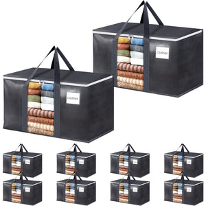 HomeHacks Extra Large Moving Bags with Visible PVC Window, Lightweight but Durable Storage Bags with Reinforced Handles, Storage Totes for Packing, Moving, Storage (93L, 6-Pack)