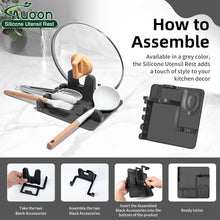 Load image into Gallery viewer, AUOON Clip On Pot Strainer and Pasta strainer and Silicone Utensil Rest,Pot lid holder with Drip Pad for Multiple Utensils,Dishwasher Safe,Heat ResistanSpoon,Rest for Stove Top,Kitchen Utensil Holder