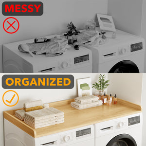 SpaceAid Washer Dryer Countertop, Laundry Wood Shelf Topper with Edge, 54" Width x 27.5" Depth Cover Guard Organizer for Washer and Dryer Laundry Hamper Counter Storage Organization (Black)