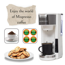 Load image into Gallery viewer, Mixpresso Single Serve Coffee Brewer K-Cup Pods Compatible &amp; Ground Coffee, 30 oz Compact Coffee Maker Single Serve With 5 Brew Sizes Up To 14 Oz, Fits Travel Mug, Adjustable Drip Tray, Black