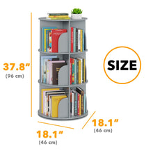 Load image into Gallery viewer, SpaceAid 4 Tier Rotating Bookshelf Tower, Spinning Bookcase Lazy Susan, Revolving 360 Book Shelf Storage Round Carousel, Vertical Rotate Turning Spiral Corner Organizer, White