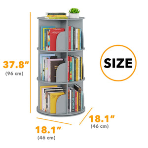 SpaceAid 4 Tier Rotating Bookshelf Tower, Spinning Bookcase Lazy Susan, Revolving 360 Book Shelf Storage Round Carousel, Vertical Rotate Turning Spiral Corner Organizer, White