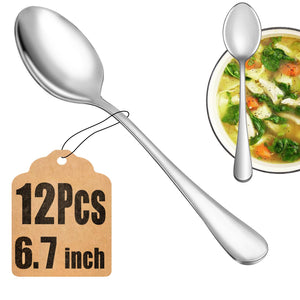 Teaspoon Set,16 Piece 6.7" Spoons Silverware, Premium Food Grade Stainless Steel Tea Spoons, Durable Small Spoon, Good Teaspoons, Kitchen Dessert Spoon Set, Mirror Finish & Dishwasher Safe