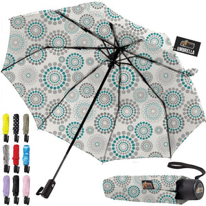 Windproof Compact Stick Umbrella for Rain, Travel One-Click Automatic Open and Close, Lightweight, Portable, Strong Reinforced Fiberglass Ribs, Easily Collapsible, Black