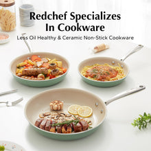 Load image into Gallery viewer, Redchef Nonstick Frying Pans Set, Ceramic Pan Skillet, Non Toxic Pans for Cooking, 8&quot; 9.5&quot; 11&quot; Ceramic Frying Pan Set PFAS &amp; PTFE &amp; PFOA Free with Stay Cool Handle, Dishwasher &amp; Oven Safe, Beige White