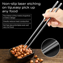 Load image into Gallery viewer, 8 Pairs Metal Chopsticks Reusable 18/8 Stainless Steel Chopsticks Set Cute Laser Engraved Non-slip Japanese Korean Chinese Chopstick for Cooking Eating Dishwasher Safe 9.25&quot; Chop Sticks Gift Set
