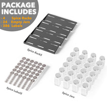 Load image into Gallery viewer, SpaceAid Spice Drawer Organizer with 28 Spice Jars, 386 Spice Labels, 4 Tier Seasoning Rack Tray Insert for Kitchen Drawers, 13&quot; Wide x 17.5&quot; Deep