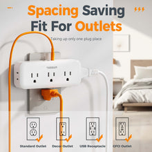 Load image into Gallery viewer, Multi Plug Outlet Extender, TESSAN Surge Protector Wall Plug Splitter with 5 Electrical Outlet Expander, Multiple Plug Adapter for Travel Home Office