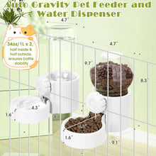 Load image into Gallery viewer, Hanging Automatic Pet Food Water Dispenser, 1L Auto Gravity Pet Feeder and 1L Water Dispenser Set, 34oz Cage Cat Dog Food and Water Dispenser for Kitten Puppy Bunny Guinea Pig (White)