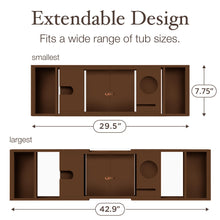 Load image into Gallery viewer, Bathtub Tray Caddy - Premium Bamboo Expandable Bath Tub Tray Table, Luxurious Wooden Bath Caddy for Books, Tablets, Wine, Bathroom Accessories, Spa Essentials, Housewarming, Wedding