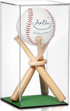 Load image into Gallery viewer, JupDec Baseball Display Case with Wood Stand, Clear Acrylic Stable &amp; Secure Game Ball Holder Showcase, UV Protection Souvenirs and Collectibles Box with Turf, Ideal Gift for Autograph Single MLB Ball