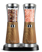 Load image into Gallery viewer, Electric Salt and Pepper Grinder Set with Storage Base, Stainless Steel Rechargeable Salt and Pepper Grinder Set with 4.5 oz Large Capacity, 1.8&quot; Wide Mouth, Adjustable Coarseness, Ideal for Kitchen