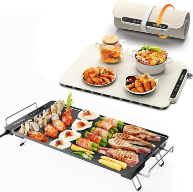 Pro Electric Griddle with Removable Touch Panel and iTRUSOU Electric Warming Tray Full Surface Heating