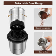 Load image into Gallery viewer, Secura Electric Coffee Grinder and Spice Grinder with 2 Stainless Steel Blades Removable Bowls