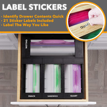 Load image into Gallery viewer, SpaceAid Bag Storage Organizer for Kitchen Drawer, Bamboo Organizer, Compatible with Gallon, Quart, Sandwich and Snack Variety Size Bag (4 Pack)
