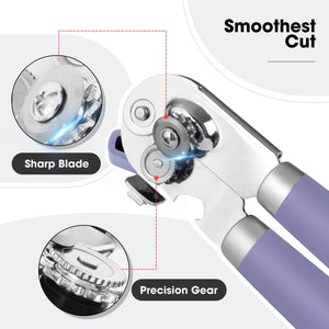Beneno Can Opener Manual with Magnet, Hand Held Heavy Duty Can Opener with Durable Sharp Blade Smooth Edge, Big Effort-Saving Knob, Soft Grip Rubber Handle, Multifunctional Bottle Opener, Green