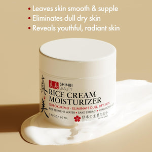Japanese Skincare Moisturizer for Face - Rice Cream With Rice Ferment + Sake Extract - J Beauty Natural Asian Skincare Products 2oz