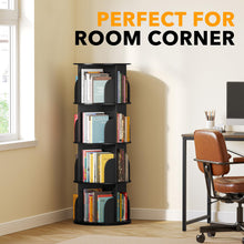 Load image into Gallery viewer, SpaceAid 4 Tier Rotating Bookshelf Tower, Spinning Bookcase Lazy Susan, Revolving 360 Book Shelf Storage Round Carousel, Vertical Rotate Turning Spiral Corner Organizer, White