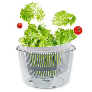 Salad Spinner Lettuce Spinner, Wash, Spin & Dry Salad Greens, Vegetable Washer Salad Dryer With Rotary Handle for Fruits & Vegetables, High Efficiency Vegetable Spinner Kitchen Gadget 3Qt White