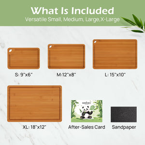 Bamboo Cutting Board, Durable Wood Cutting Boards for Kitchen with Deep Juice Grooves & Built-in Handles, Ideal Charcuterie & Chopping for Meat, Vegetables and Fruits Ideal Kitchen Gifts