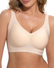 Load image into Gallery viewer, Seamless Push Up Bra No Underwire Wide Straps Full Coverage Wireless | W-Shaped Jelly Band Support, 1-Inch Ergonomic Straps, Heat-Bonded Contour, Tagless, Smoothing Back, for Yoga Office Travel