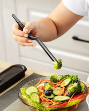 Load image into Gallery viewer, Fine Cooking Tweezers Set, Professional Stainless Steel Food Tongs, Kitchen Black Long Chef Tweezer for Cooking, Plating, Decorating and BBQ (BLACK, 10 inch)