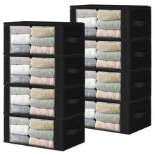 Load image into Gallery viewer, HomeHacks Storage 3-Pack Clothes Organizer Storage Bags Foldable Storage Box with Large Clear Window Sturdy Handles for Closet, Dorm, Pillows, Bedding, Clothes, Blankets, 35L, Gray