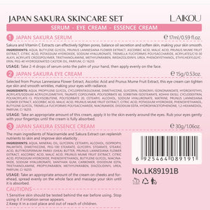 Skin Care Set JAPAN SAKURA Beauty Gift Sets Skin Care Kit with Cleanser, Toner, Lotion, Serum, Eye Cream, Face Cream, Make up Primer Travel Kit for Women Wife Mom 7pcs