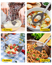 Load image into Gallery viewer, Pack of 2 Large Silicone Cooking Spoons,Non Stick Solid Basting Spoon,Heat-Resistant Kitchen Utensils for Mixing,Serving,Draining,Stirring (BLACK)