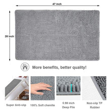 Load image into Gallery viewer, Secura Bathroom Rugs, 47 x 28 Inches, Extra Soft &amp; Thick, Absorbent Water Bath Mat, Machine Washable Non-Slip Bath Mats for Bathroom, Shower, and Tub, Home Decor Accessories (Gray)