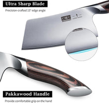 Load image into Gallery viewer, Cleaver Knife 7 Inch, Ultra Sharp Japanese High Carbon Steel Vegetable Meat Cleaver, Multifunction Chopper Butcher Knife for Home Kitchen and Restaurant