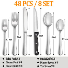 Load image into Gallery viewer, 24 Pcs Silverware Set with Steak Knives Service for 4,Stainless Steel Flatware Set,Mirror Polished Cutlery Utensil Set,Home Kitchen Eating Tableware Set,Include Fork Knife Spoon Set,Dishwasher Safe