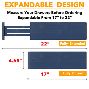 SpaceAid Bamboo Dresser Drawer Dividers 6 Pack, 4.65“ High Adjustable 12.5“-17” Drawer Organizers, Expandable Organization for Clothing, Clothes, Dressers, Natural
