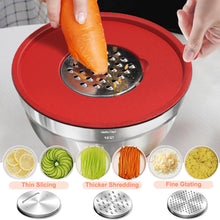 Load image into Gallery viewer, Umite Chef Mixing Bowls with Airtight Lids Set, 8PCS Stainless Steel Khaki Nesting Bowls with Grater Attachments, Kitchen Bowls with Non-Slip Bottoms, Size 5, 4, 3.5, 2, 1.5QT for Mixing &amp; Serving
