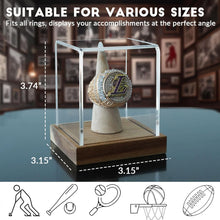 Load image into Gallery viewer, JupDec Basketball &amp; Championship Ring Display Case, Large Clear Acrylic Shadow Box with UV Protection Wooden Showcase, Idea Gift for Sports Fans