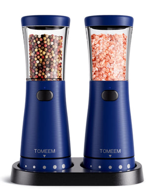 Electric Salt and Pepper Grinder Set with Storage Base, Stainless Steel Rechargeable Salt and Pepper Grinder Set with 4.5 oz Large Capacity, 1.8