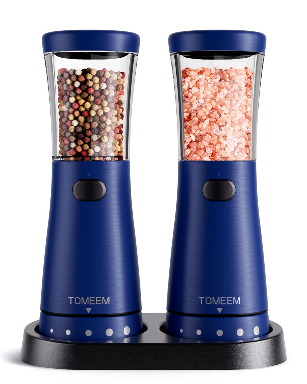 Electric Salt and Pepper Grinder Set with Storage Base, Stainless Steel Rechargeable Salt and Pepper Grinder Set with 4.5 oz Large Capacity, 1.8