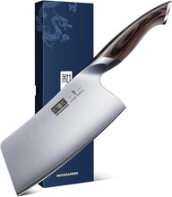 Load image into Gallery viewer, Cleaver Knife 7 Inch, Ultra Sharp Japanese High Carbon Steel Vegetable Meat Cleaver, Multifunction Chopper Butcher Knife for Home Kitchen and Restaurant